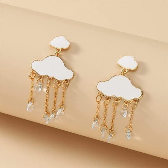 Cloud Drop Gold Earrings - Picture 7 of 7